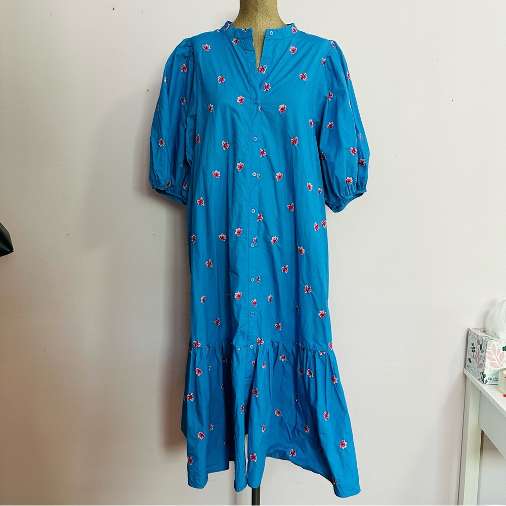 Blue Floral Midi Dress